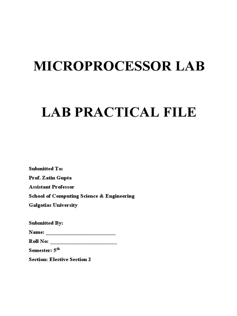 Microprocessor Lab First Page | PDF