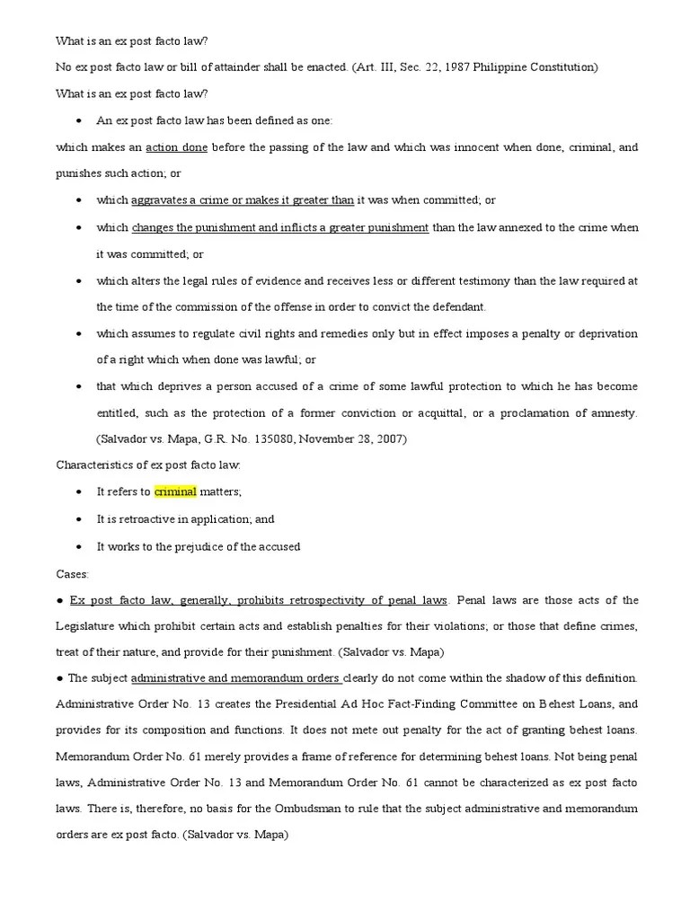 Defining Ex Post Facto: Understanding The Characteristics And ...