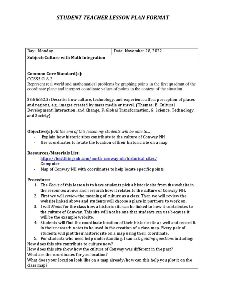 Culture Lesson Plan | PDF | Lesson Plan | Mathematics