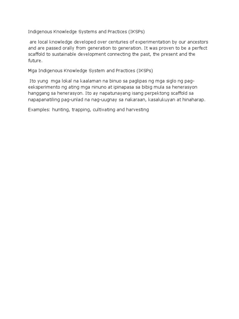 Indigenous Knowledge Systems And Practices | PDF