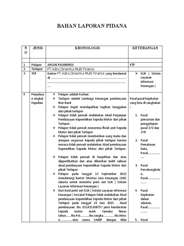 LAPORAN PIDANA | PDF