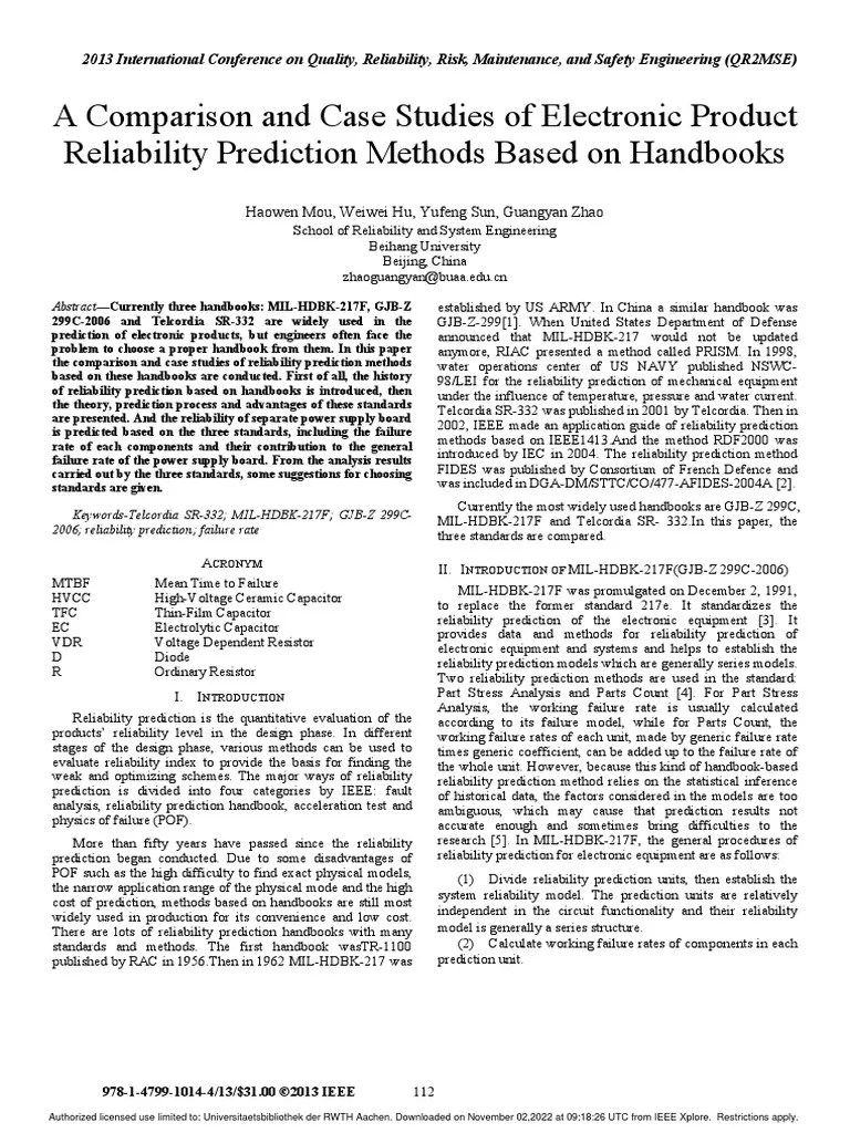 A Comparison And Case Studies Of Electronic Product Reliability ...