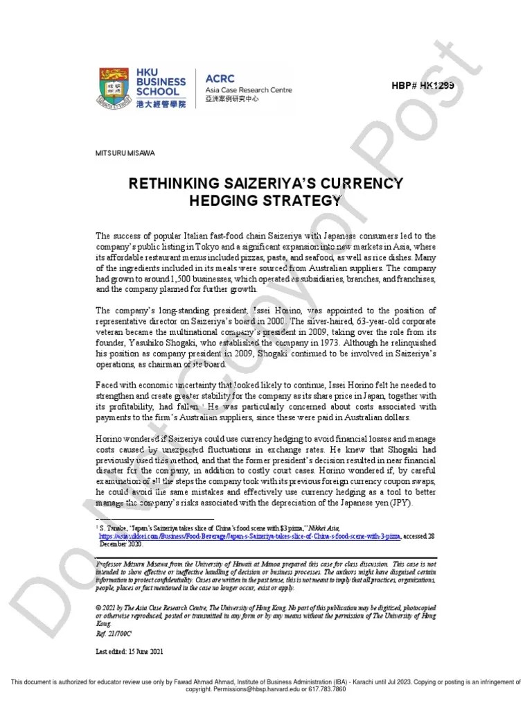 Currency Case Study | PDF | Hedge (Finance) | Swap (Finance)