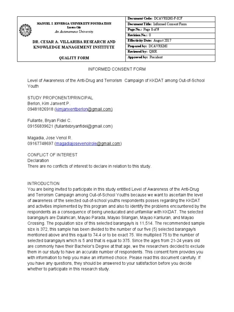 Informed Consent Template | PDF | Informed Consent | Questionnaire