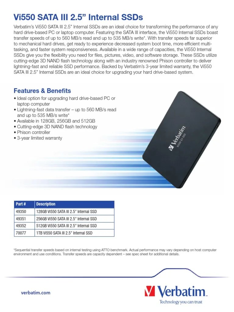 Technical Specifications Ssd Pdf Solid State Drive Computer Data