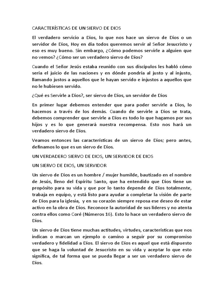 Características De Un Siervo De Dios | PDF | Dios | Jesús