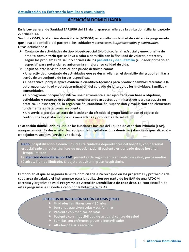 Tema 5 Atencion Domiciliaria | PDF | Hospital | Trabajo Social