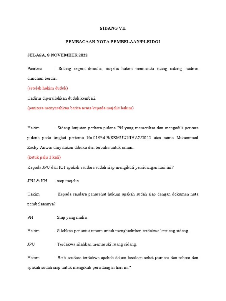 Naskah Sidang Pidana Replik Duplik DLL | PDF