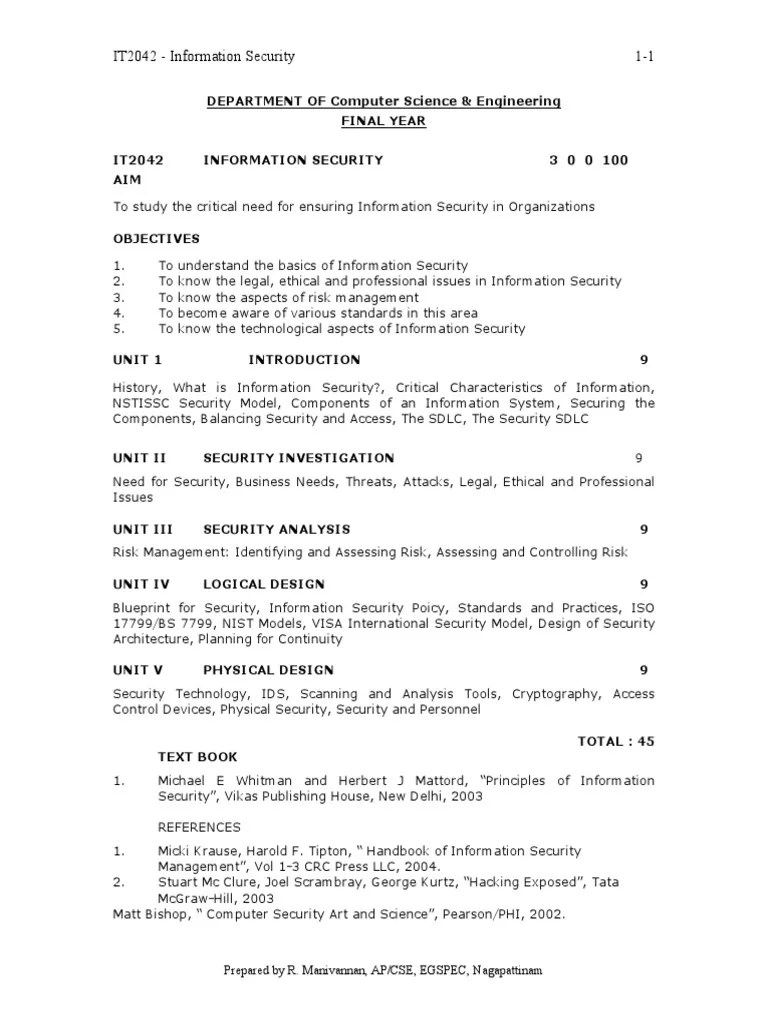 It2042 Unit1 | PDF | Information Security | Threat (Computer)