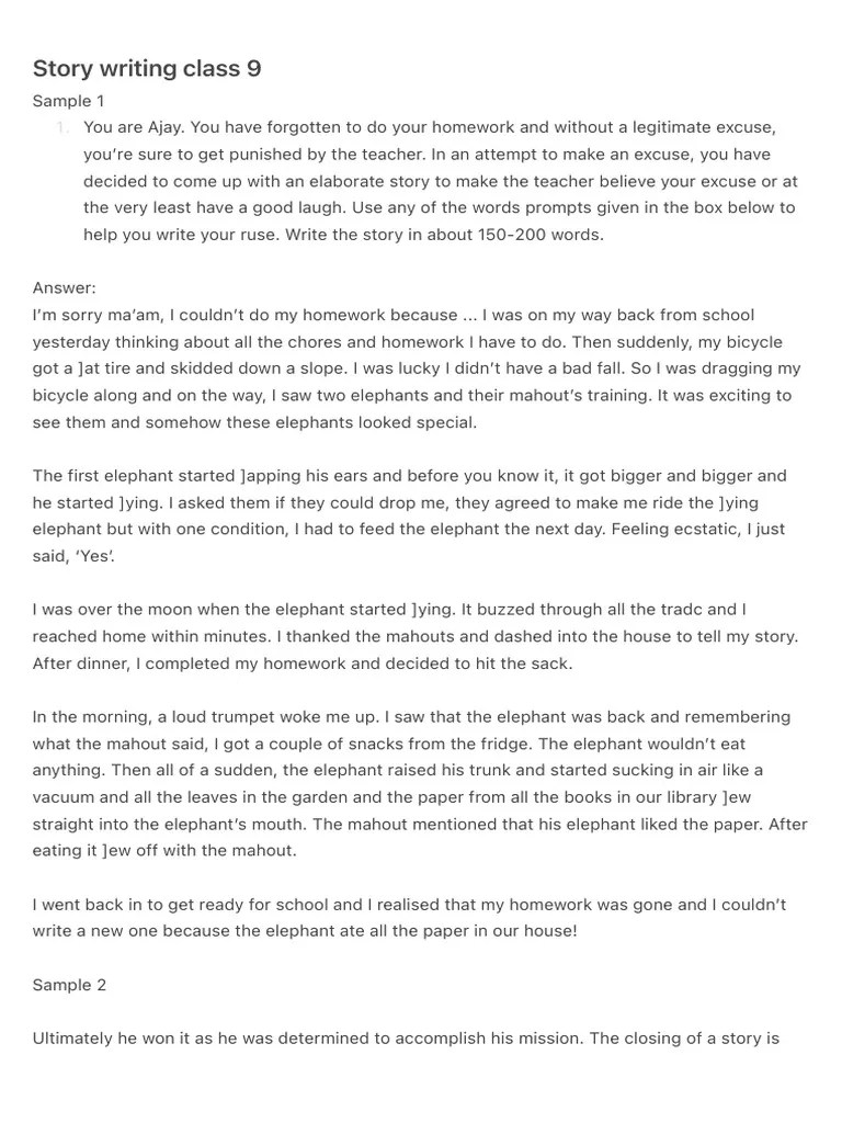 Story Writing Class 9 | PDF