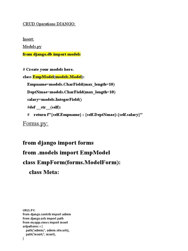 CRUD Operations DJANGO | PDF