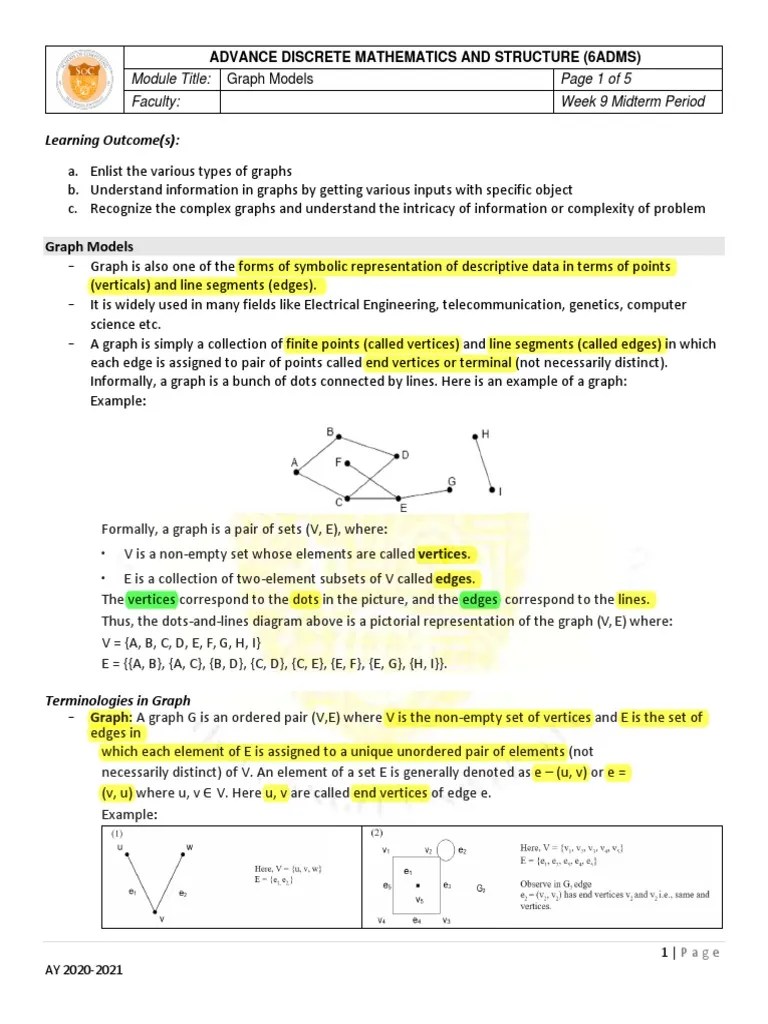2.0 Rev Week 9 Graph Models | PDF | Vertex (Graph Theory ...