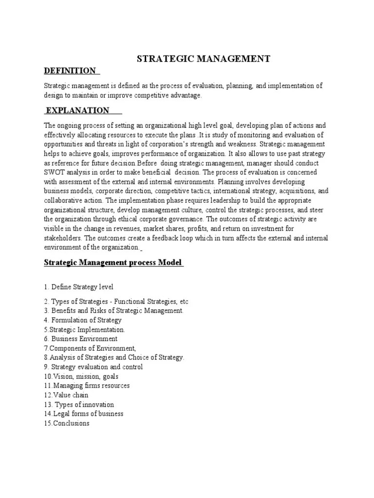 Strategic Management | PDF