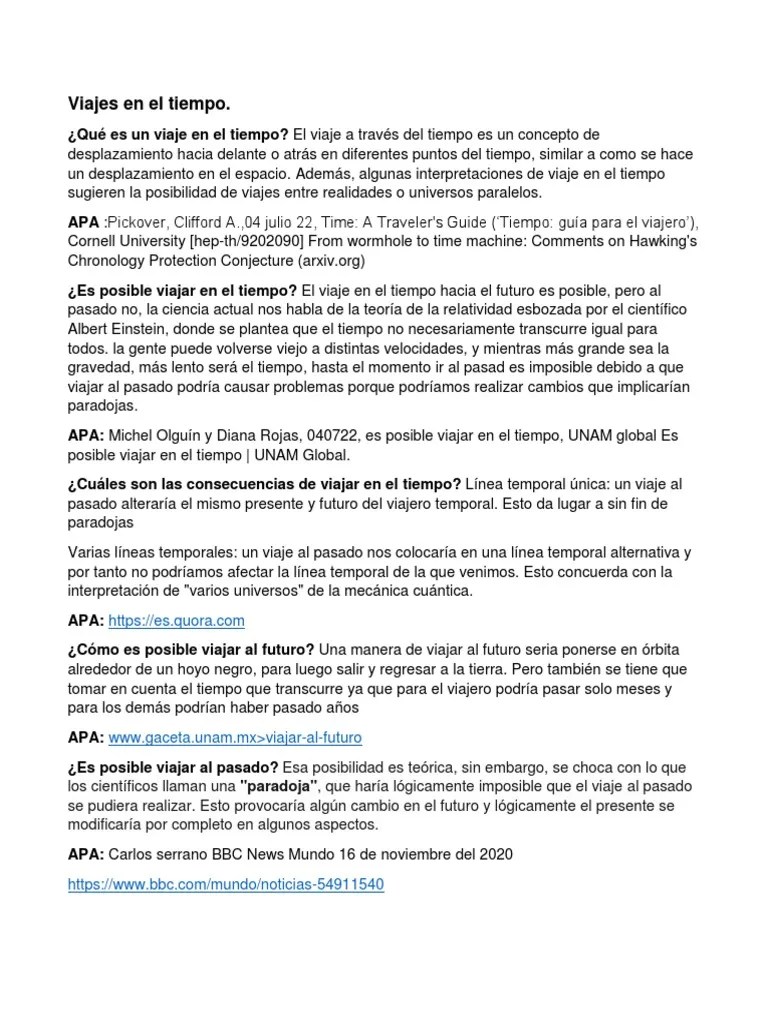 Viajes En El Tiempo | PDF | Viaje En El Tiempo | Hora