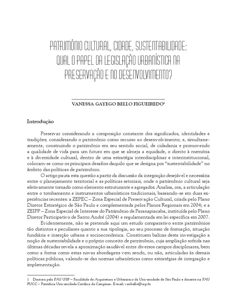 Preservação Do Patrimônio Cultural E Desenvolvimento Urbano Sustentável ...