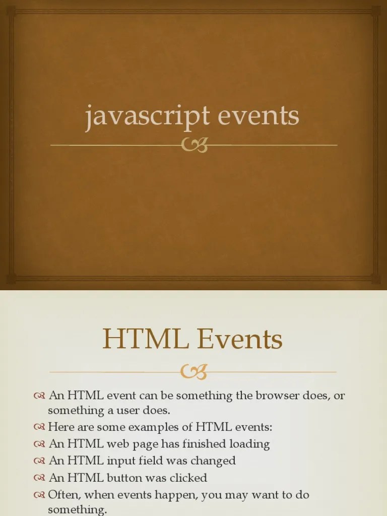 Javascript Events | PDF | Html | Java Script