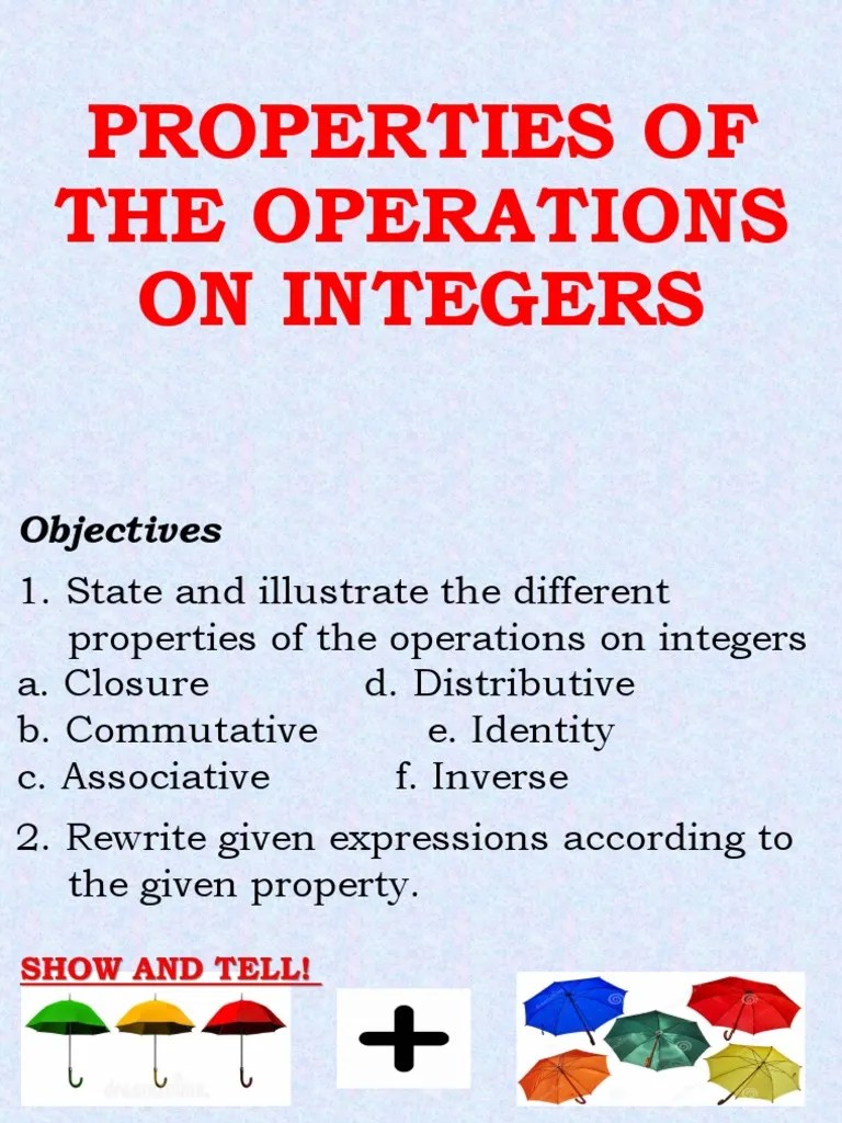 Properties Of The Operations On Integers | Download Free PDF ...