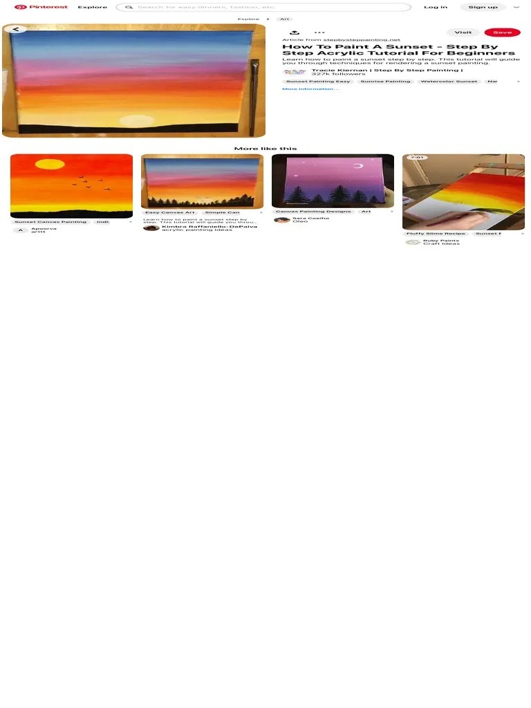 How To Paint A Sunset - Step By Step Acrylic Tutorial For Beginners Sunset Canvas Painting ...