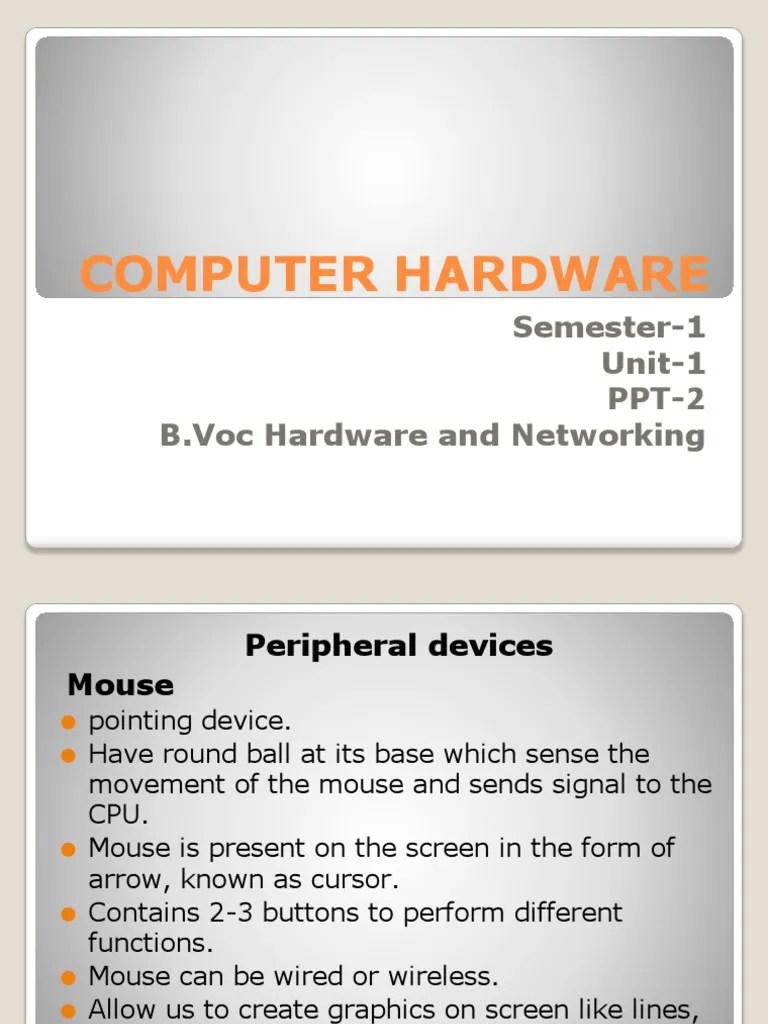 COMPUTER HARDWARE Unit-1 PPT-2 | PDF | Image Scanner | Computing