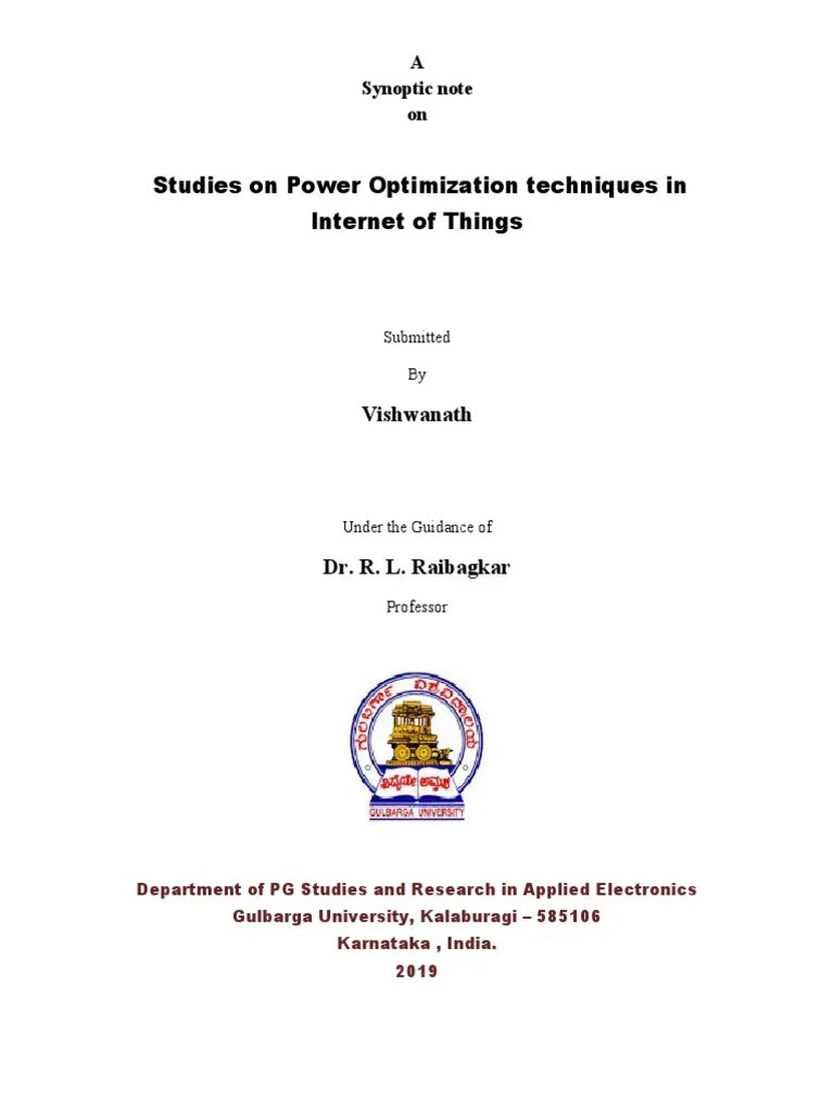 Synoptic Note New | PDF | Internet Of Things | Computer Network