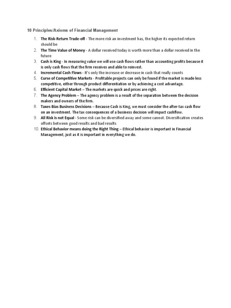 10 Principles Of Financial Management | PDF