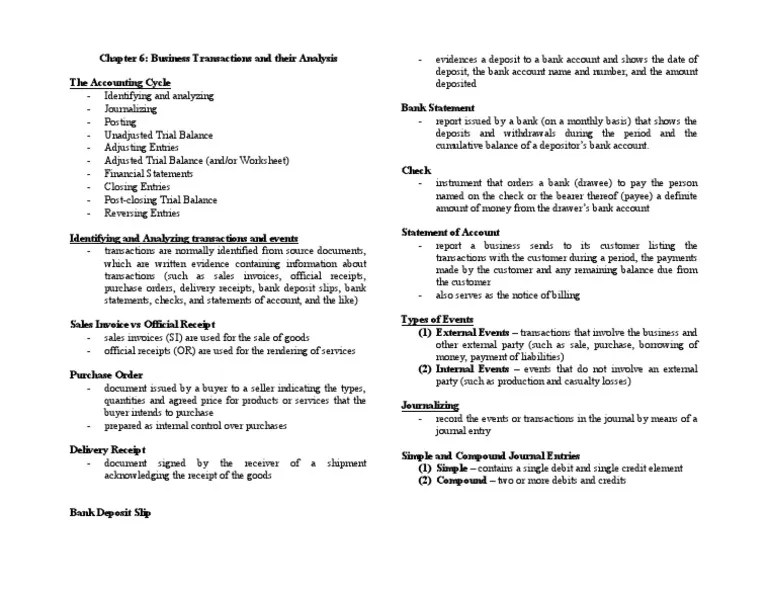 CHAPTER 6 Business Transactions And Their Analysis | Download Free PDF ...