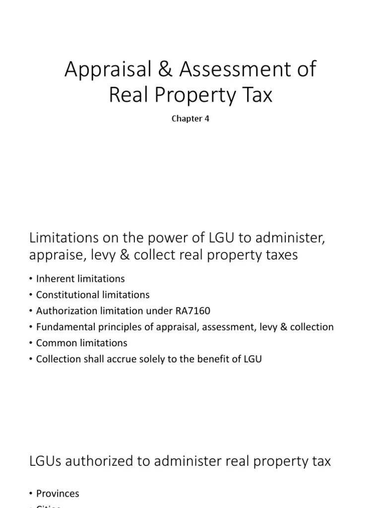 Part II. Chapter 4 Appraisal Assessment Of Real Property Tax | PDF | Property Tax | Real Estate ...