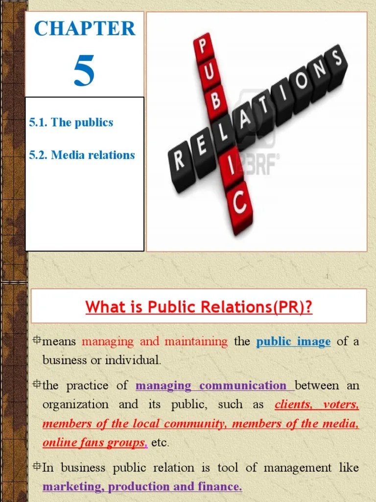 Chapter 5 - Public Relation | PDF | Public Relations | Mass Media