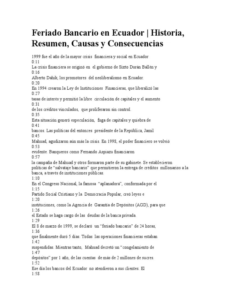 Feriado Bancario En Ecuador | PDF | Bancos | Macroeconómica