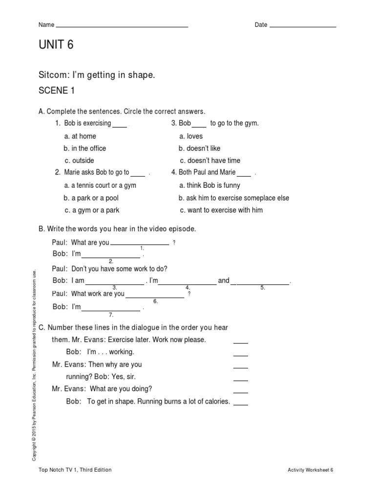 Unit 6 Worksheets | PDF