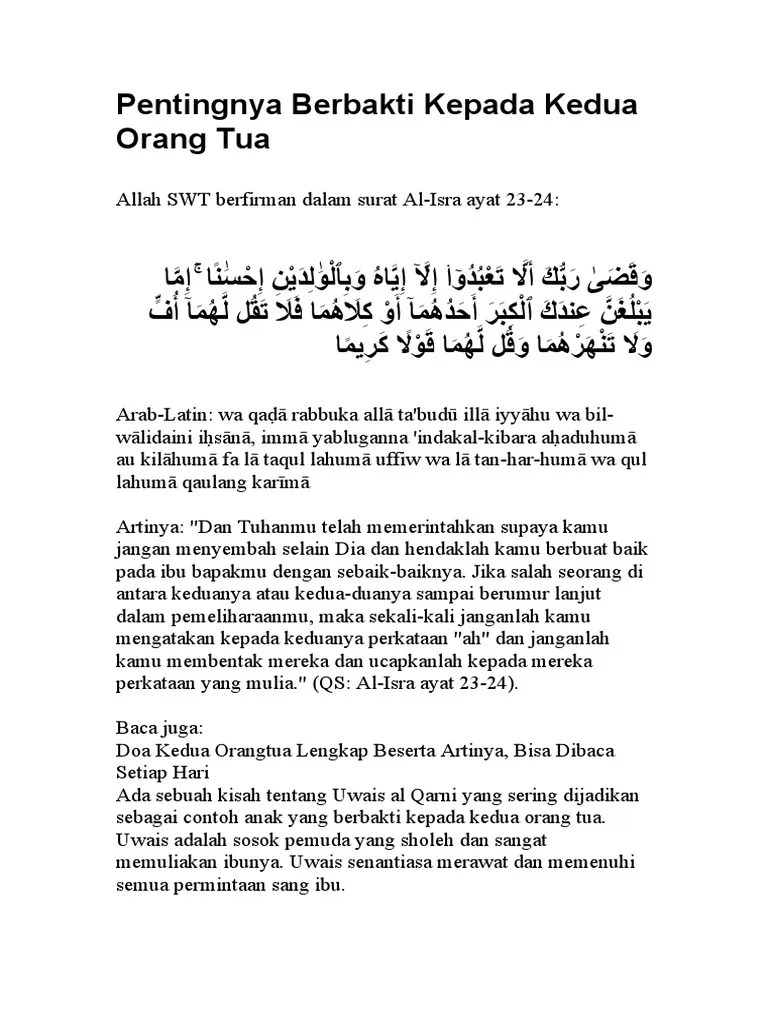 Pentingnya Berbakti Kepada Kedua Orang Tua | PDF