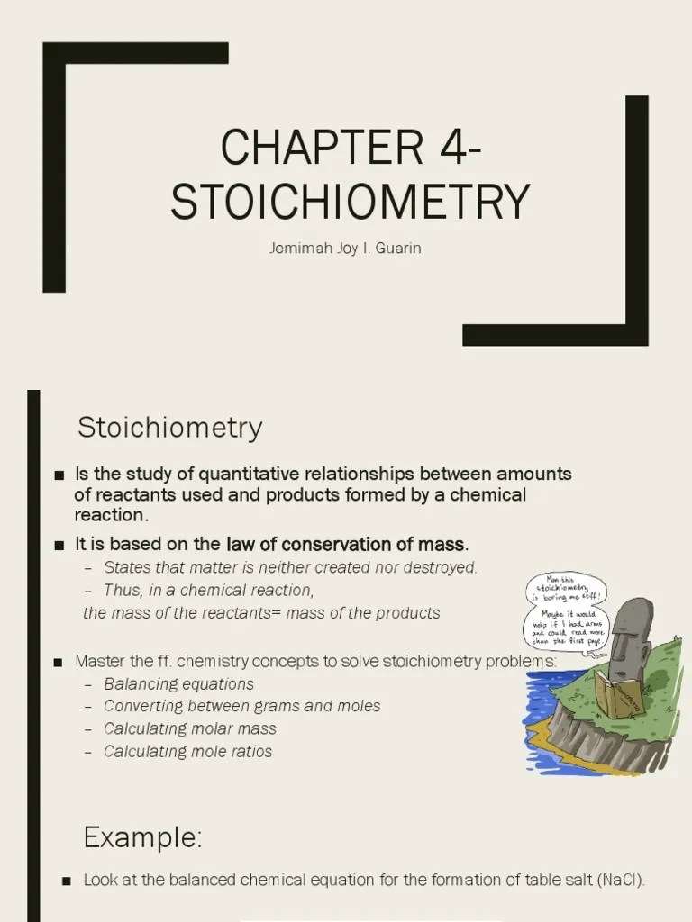 Chapter 4 Stoichiometry | PDF | Stoichiometry | Mole (Unit)