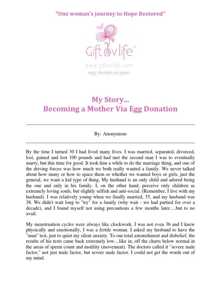 One Womans Journey To Hope Restored | Download Free PDF | In Vitro ...