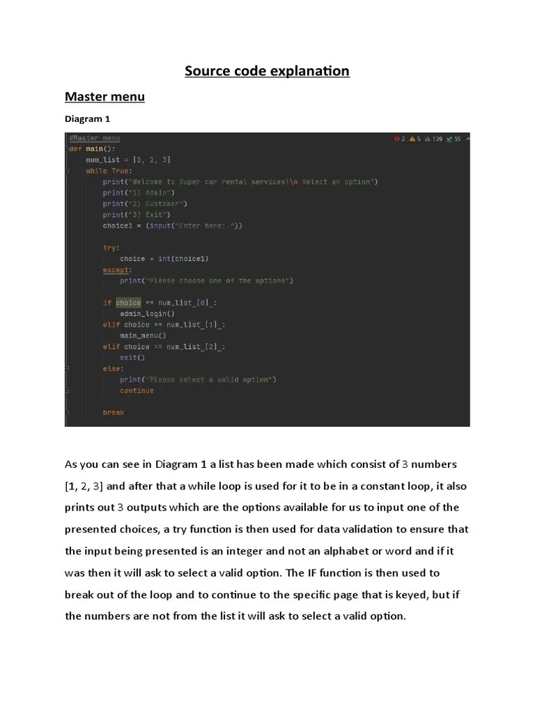 Source Code Explanation | PDF | User (Computing) | Menu (Computing)