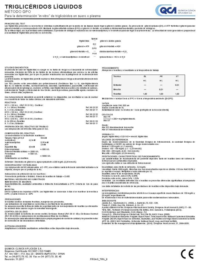 Determinacion De Trigliceridos Liquidos | Descargar Gratis PDF | Química