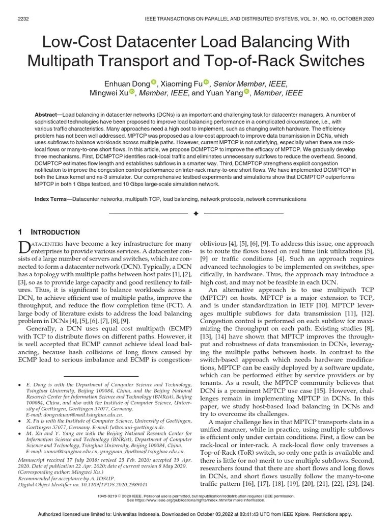 Low-Cost Datacenter Load Balancing With Multipath Transport And Top-Of ...