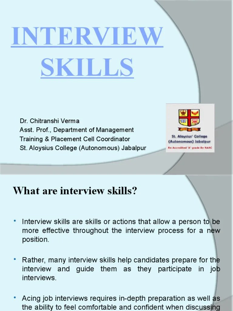 Interview Skills | PDF | Job Interview | Nonverbal Communication