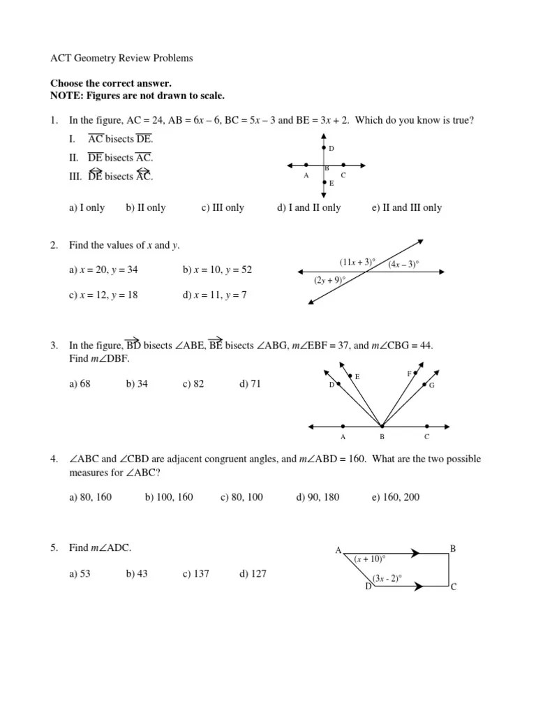 Geometry Practice Test 7 - ACT PROBLEMS | PDF | Area | Triangle