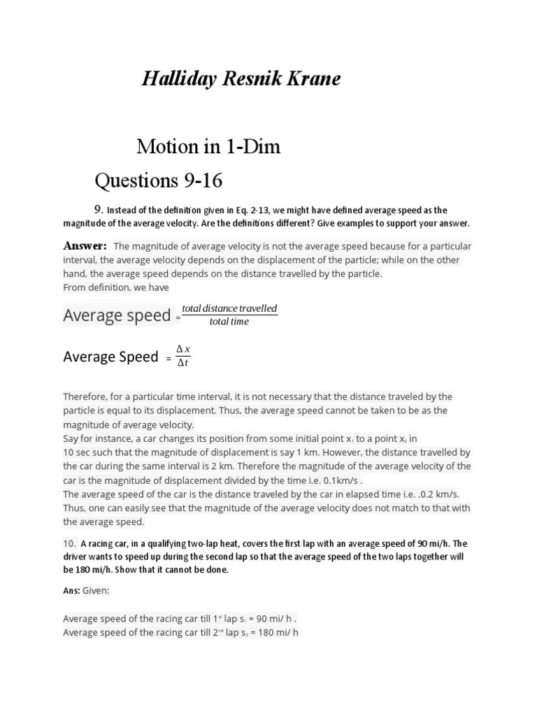 Chapter 15 Halliday Resnick Question Answers | PDF | Velocity ...