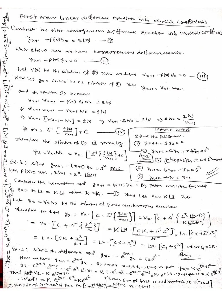 First Order Linear Difference Eq With Variable Coefficient | PDF