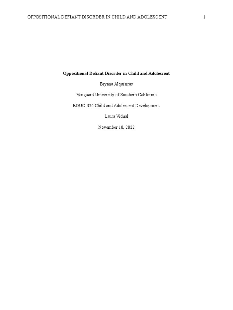 Oppositional Defiant Disorder | PDF | Mental Disorder | Attention ...