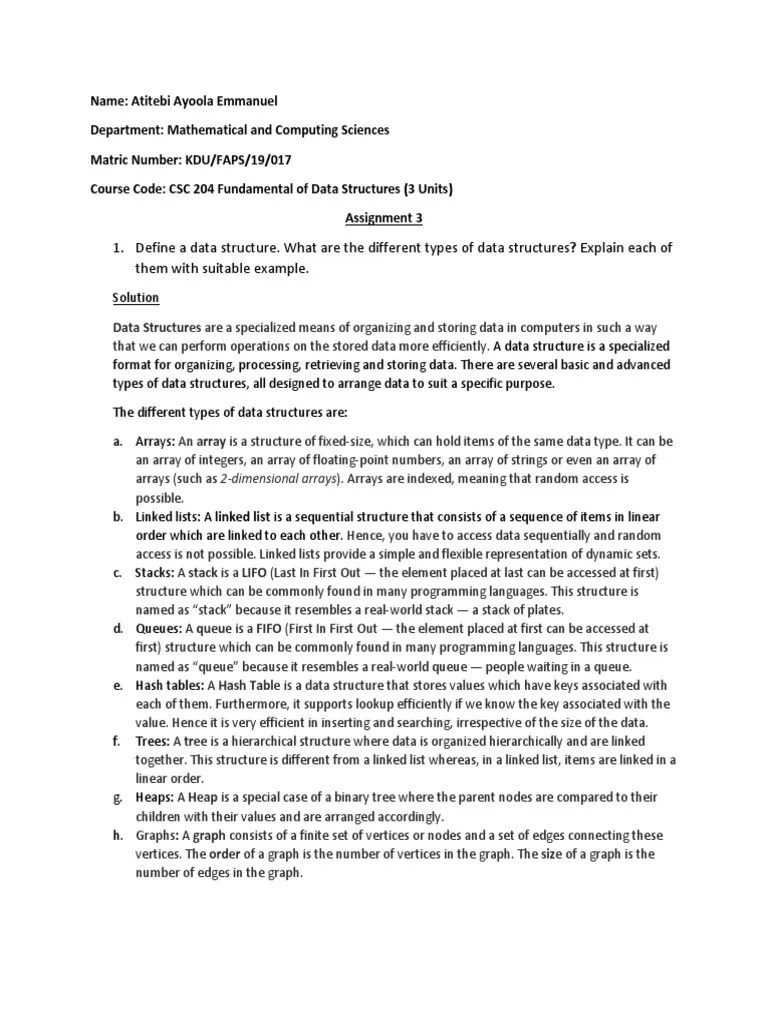 Assignment Solution | PDF | Array Data Structure | Data Type