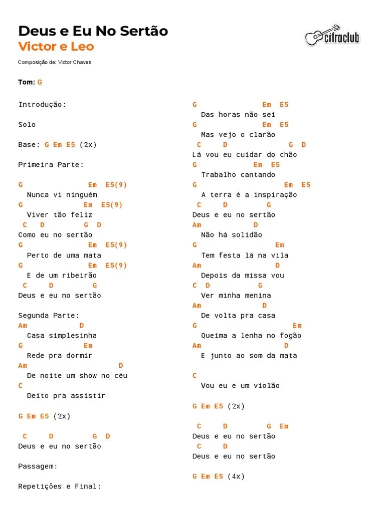 Cifra Club - Victor E Leo - Deus E Eu No Sertão | PDF