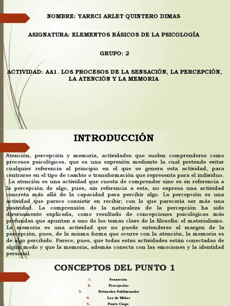 Los Procesos De La Sensacion J La Percepcion J La Atencion Y Memoria | Descargar Gratis PDF ...