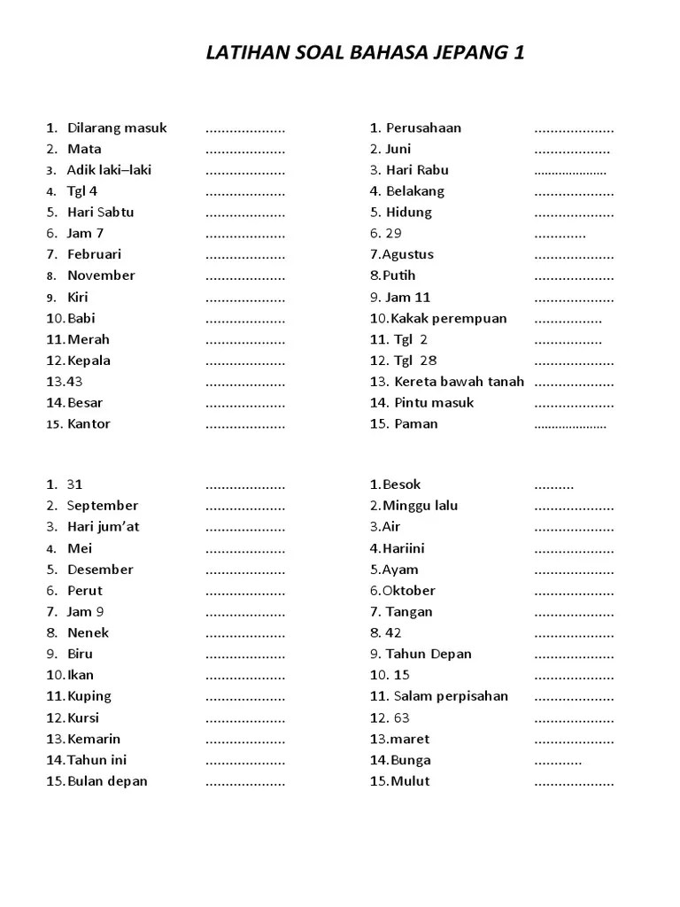 Latihan Soal Bahasa Jepang | PDF