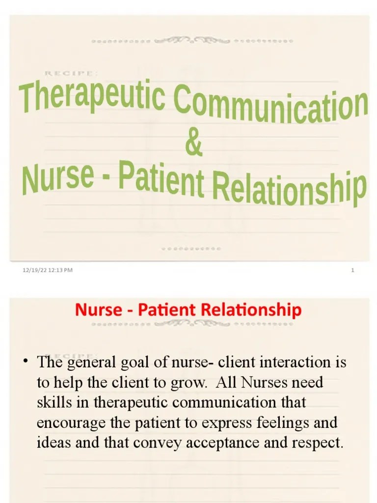Nurse Patient Relationship | PDF | Communication | Nursing