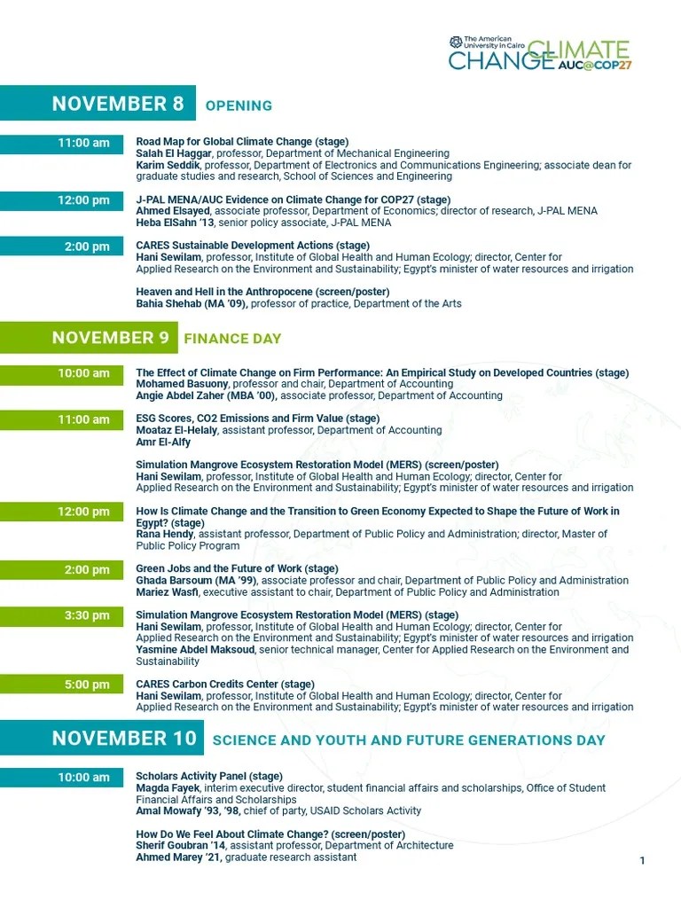 Agenda COP27 Final | PDF | Sustainability | Ecology