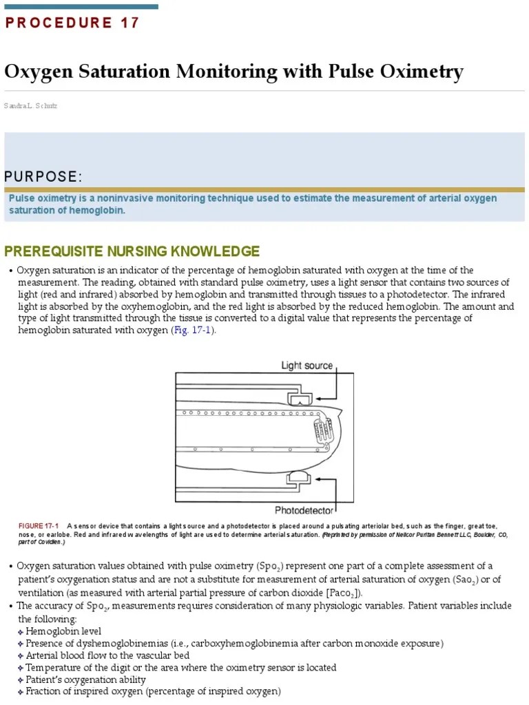 Oxygen Saturation Monitoring With Pulse Oximetry | PDF | Hemoglobin ...