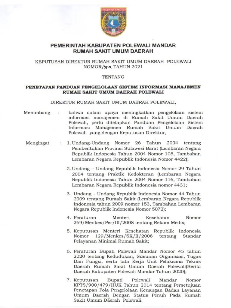 Mrmik 1 SK Penetapan Pengelolaan Sistem Informasi Manajemen Rumah Sakit ...