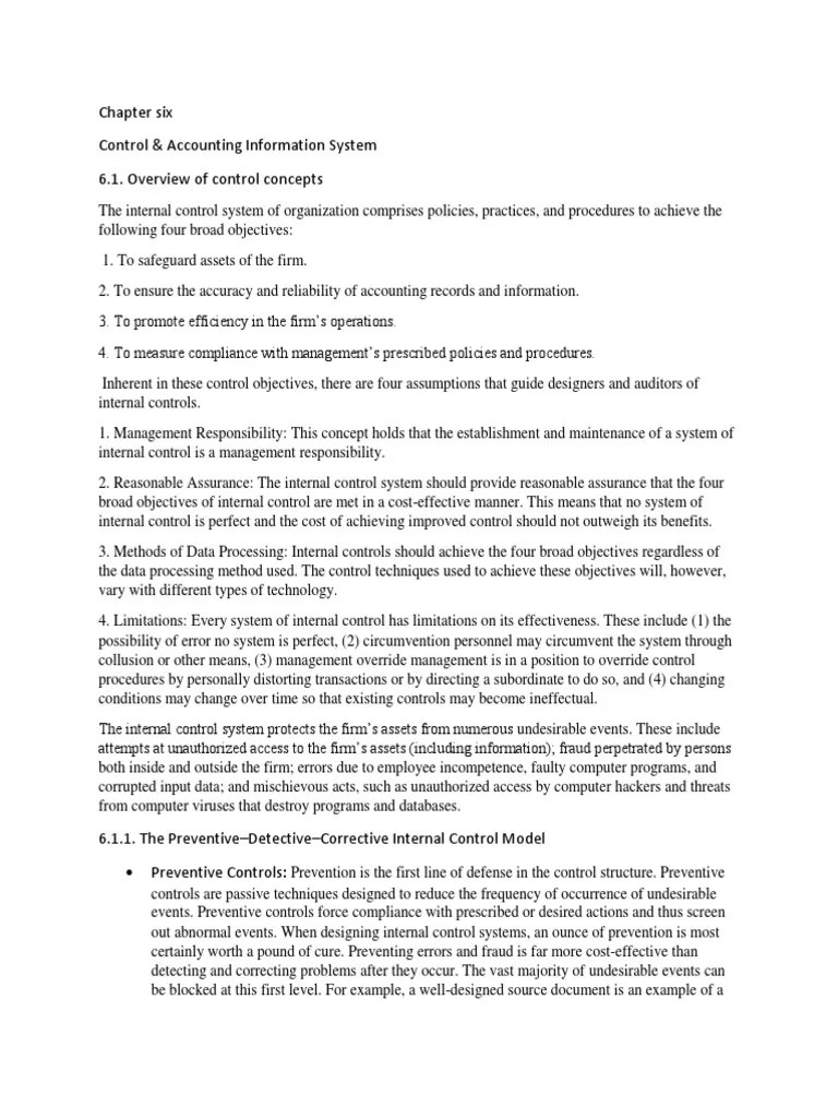 Chapter Six Control &AIS | PDF | Internal Control | Audit